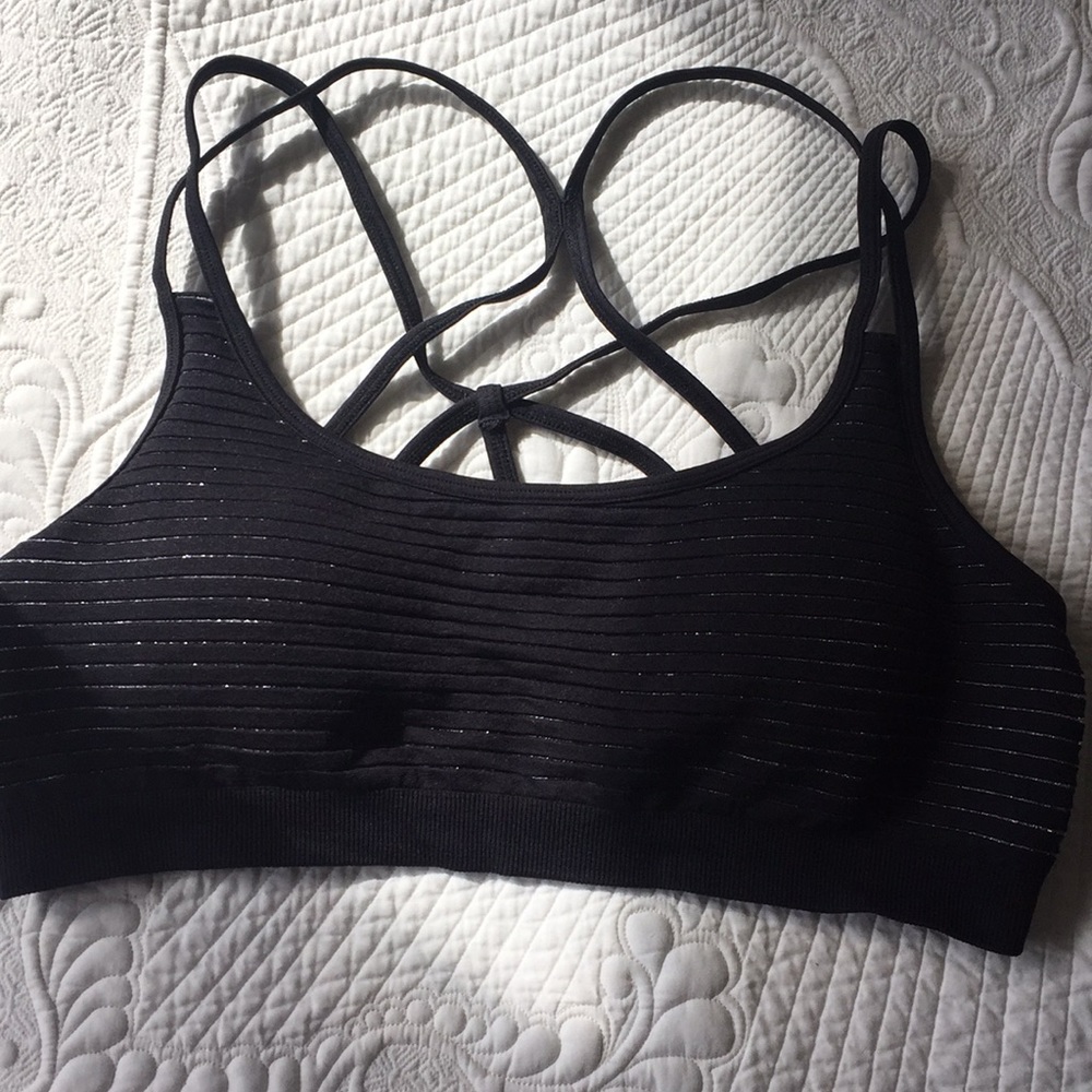 Fabletics Black with metallic stripe exercise top